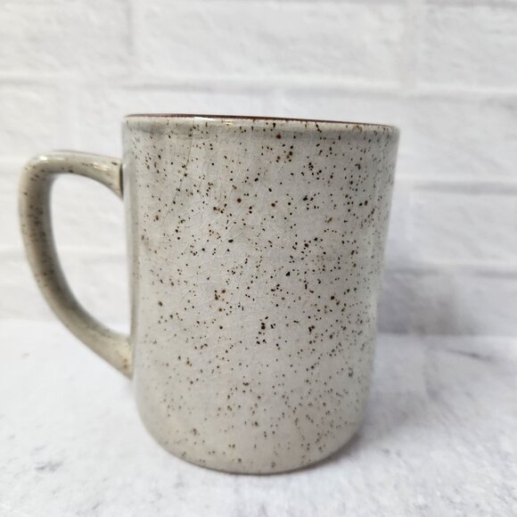 Pair Home Sweet Home Coffee Cup Mug Stoneware Gray & Brown 1970s Vintage Rustic - Picture 3 of 5